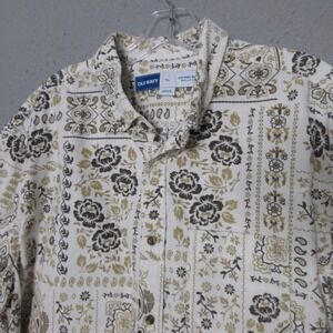Old Navy Everyday Shirt Top Women XL Corduroy Floral Paisley Button Preppy Boho‎